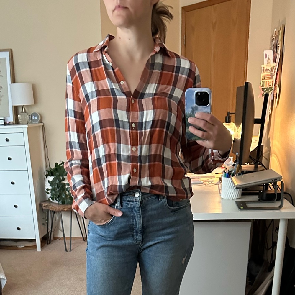 LOFT Checkered Button-up Shirt